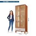 Ver imagem 3 de Cristaleira 2 Portas Reflecta com LED e 1 Gaveta Lumy Marrom/Freijo/Off White Mr