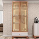 Ver imagem 7 de Cristaleira 2 Portas Reflecta com LED e 1 Gaveta Lumy Marrom/Freijo/Off White Mr
