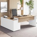 Ver imagem 1 de Mesa para Escritório em L Diretor Moderno 3 Gavetas MDF MDP 180cm Macadâmia F5 Office