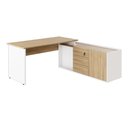 Ver imagem 4 de Mesa para Escritório em L Diretor Moderno 3 Gavetas MDF MDP 180cm Macadâmia F5 Office