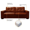 Ver imagem 4 de Sofá de Couro 3lgrs Londres 206cm M06 Conhaque com Brilho