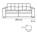 Ver imagem 3 de Sofá de Couro 3lgrs Londres 206cm M06 Conhaque com Brilho