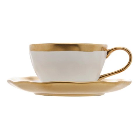 Xícara Café Porcelana Dubai Branco Dourado Dubai 90ml Wolff 23837