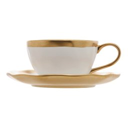 Xícara Café Porcelana Dubai Branco Dourado Dubai 90ml Wolff 23837 - 1 Xícara Café Porcelana Dubai Branco Dourado Dubai 90ml Wolff 23837 - 1