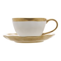 Xícara Café Porcelana Dubai Branco Dourado Dubai 90ml Wolff 23837 - 4 Xícara Café Porcelana Dubai Branco Dourado Dubai 90ml Wolff 23837 - 4