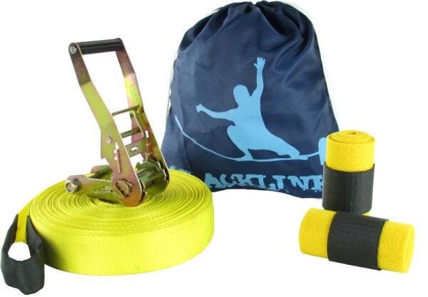 Slackline 10 Metros - Amarelo + Protetor + Bolsa - 1