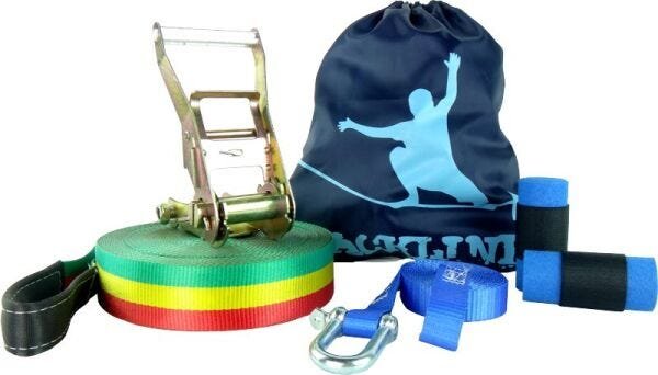 Slackline 20 Metros - Reggae + Protetor + Bolsa + Backup - 1