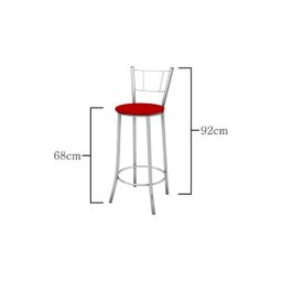 Banqueta Alta com Encosto Maior Cromado e Assento Marrom Escuro - Marcheli - 2