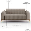 Ver imagem 3 de Sofá 150cm 2 Lugares Base Gold Molino D06 Linho C-370 Bege - Mpozenato