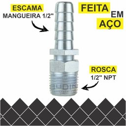 Abraçadeira 1/2" para Mangueira de Alta Pressão Lava Auto + Espigão 1/2" com Canal para Bico de - 2