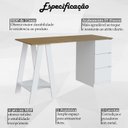 Ver imagem 3 de Escrivaninha Mesa Escritorio Cavalete 3 Gavetas B62 Mell Branco Novam
