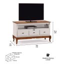Ver imagem 4 de Rack para Sala com Pés Luis Xv 60501 Linz Móveis 3 Gavetas e Nicho - Off White/imbuia Glazer