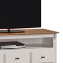 Ver imagem 3 de Rack para Sala com Pés Luis Xv 60501 Linz Móveis 3 Gavetas e Nicho - Off White/imbuia Glazer
