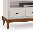 Ver imagem 2 de Rack para Sala com Pés Luis Xv 60501 Linz Móveis 3 Gavetas e Nicho - Off White/imbuia Glazer
