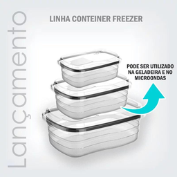 Pote de Plástico Freezer Retangular Transparente 330ml - 3