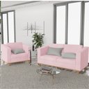Ver imagem 2 de Kit Sofá 2 Lugares e Poltrona Europa Suede Rosa Bebê AM Decor