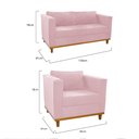 Ver imagem 7 de Kit Sofá 2 Lugares e Poltrona Europa Suede Rosa Bebê AM Decor