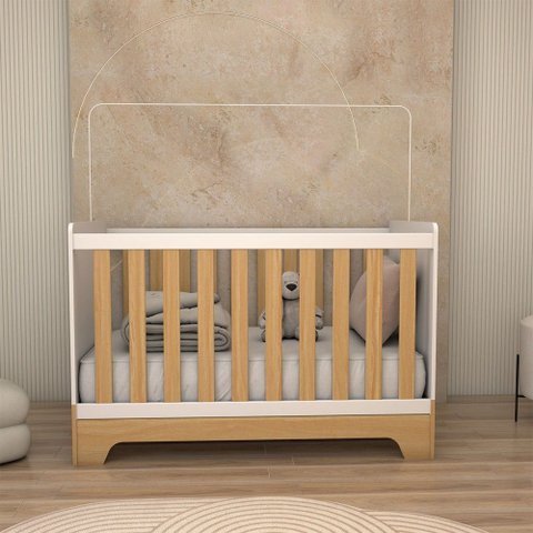 Berço Americano 3 em 1 Sueño 100% Mdf Branco Brilho/amêndoa - Panorama Móveis