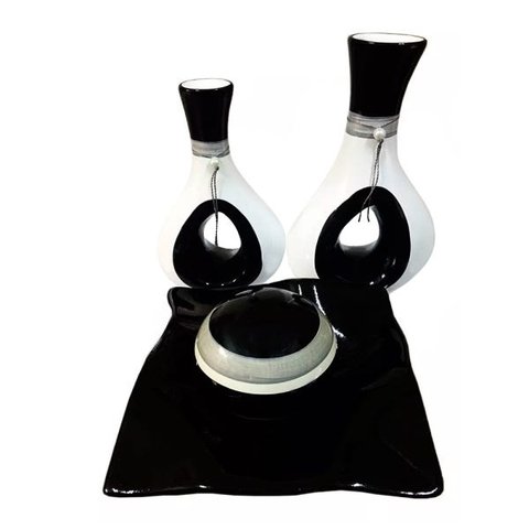 Jogo de Vasos Par Furados e Centro de Mesa de Sala Decor - Black White