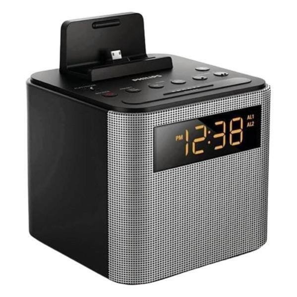 Relógio Despertador Com Speaker Philips Ajt3300/37 Cinza MadeiraMadeira