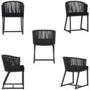 Ver imagem 5 de Mesa com 4 Cadeiras de Jantar Roma 100cm e Noronha em Aluminío Preto Corda Nautica Estofado 12 Trama