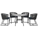Ver imagem 1 de Mesa com 4 Cadeiras de Jantar Roma 100cm e Noronha em Aluminío Preto Corda Nautica Estofado 12 Trama