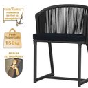 Ver imagem 4 de Mesa com 4 Cadeiras de Jantar Roma 100cm e Noronha em Aluminío Preto Corda Nautica Estofado 12 Trama