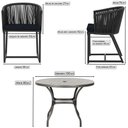 Ver imagem 2 de Mesa com 4 Cadeiras de Jantar Roma 100cm e Noronha em Aluminío Preto Corda Nautica Estofado 12 Trama