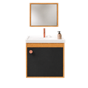 Ver imagem 2 de Kit Gabinete Armario de Banheiro + Espelheira - Pisa com Espelho 40cm Preto/Hanover