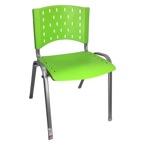 Cadeira Empilhável Plástica Verde Base Prata 5 Unidades - Ultra Móveis