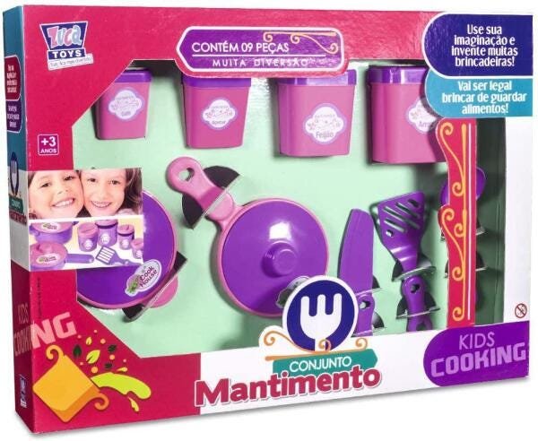 Kit de Comidinha de Brinquedo Infantil de Madeira Café 9 Pçs