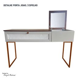 Penteadeira Camarim Bancada Para Maquiagem Bege cobre - 5