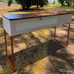 Penteadeira Camarim Bancada Para Maquiagem Bege cobre - 1