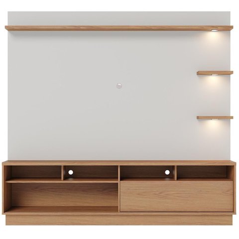 Estante Painel para Tv 70 Pol com Led Itapema C04 Freijó Off White Matte - Lyam Decor