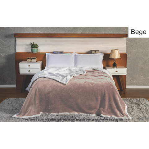 Manta Polar Casal Dupla Face Sherpa:bege