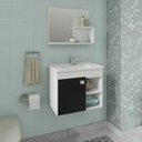 Ver imagem 2 de Gabinete de Banheiro com Cuba e Espelheira Lotus 55cm Branco/preto - Mgm