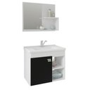 Ver imagem 1 de Gabinete de Banheiro com Cuba e Espelheira Lotus 55cm Branco/preto - Mgm