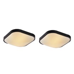 Kit 2 Plafon Preto Fosco Quadrado Sobrepor 30x30cm E27 Zan12 - 1