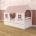 Ver imagem 1 de Bicama Casinha Encantada Madeira Maciça Branco/ Rosa Megamobilia