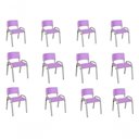Ver imagem 1 de Kit 12 Cadeira Iso Infantil Creche, Base Cinza Lilas