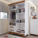 Ver imagem 2 de Quarto Infantil Completo Kids 5 Portas 6 Gavetas Branco/nature - Panorama Móveis