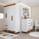 Ver imagem 1 de Quarto Infantil Completo Kids 5 Portas 6 Gavetas Branco/nature - Panorama Móveis