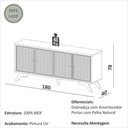 Ver imagem 4 de Balcão Buffet 180cm com Palha Hexagonal Natural Carvalho Rosé Dalla Costa