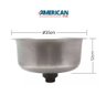 Cuba Pia Inox Redonda Ø25 cm Aço 304 Com Valvula e Sifão - 4