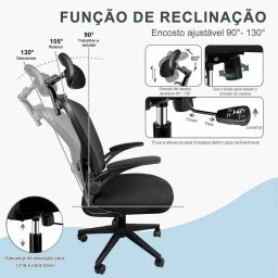 Cadeira para Escritório Office Ergonômica Modelo Presidente Cor Preto - 3