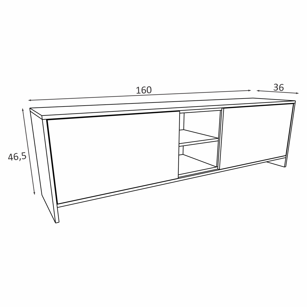 Rack para TV 160cm 02 Portas 03 Prateleiras Rak2016-Prme Estilare Preto Madeirado - 2