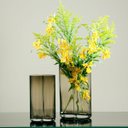 Ver imagem 1 de Vaso Decorativo Enfeite Casa Flores 22x12x8cm Vidro Âmbar