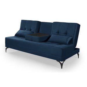 Sofá Cama Solteiro Colorado Reclinável 3 Posições em Suede: Azul-marinho