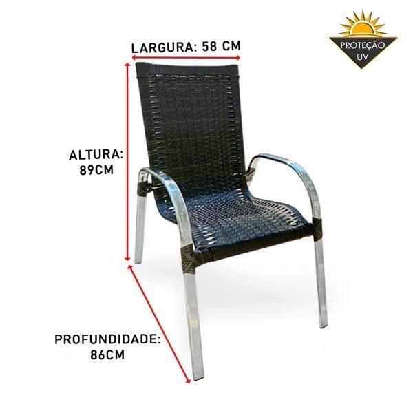 4 Cadeiras de alumínio Colômbia para Área externa, Edícula, Jardim, piscina Fibra Trama Fechada 40 - 2