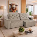 Ver imagem 1 de Sofá com Chaise Sirius 2 Lugares Retrátil e Reclinável 290cm Cappucino